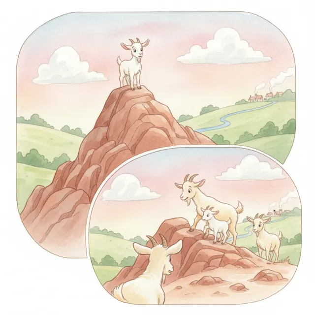 The Goat Who Would Not Come Down story for kids illustration