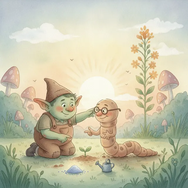 The Goblin Who Planted a Tiny Seed story for kids illustration