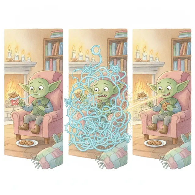 The Goblin Who Told One Little Lie story for kids illustration