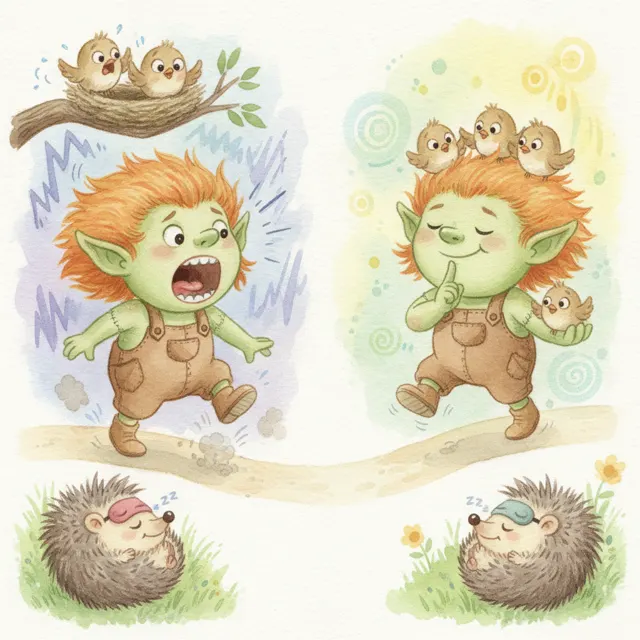 The Goblin Who Was Too Loud story for kids illustration