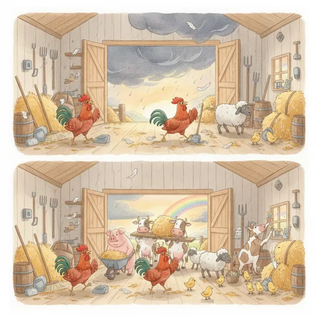 The Great Barn Cleanup story for kids illustration