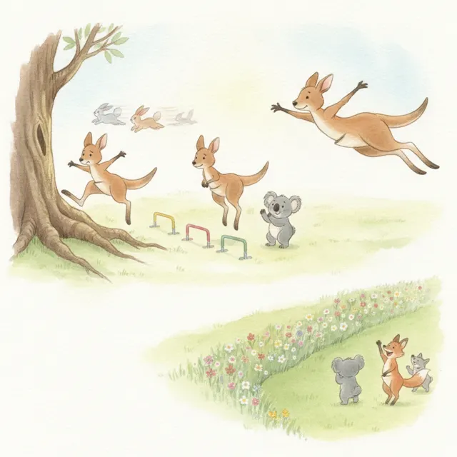 The Great Bounce Race story for kids illustration