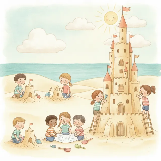 The Great Sandcastle story for kids illustration