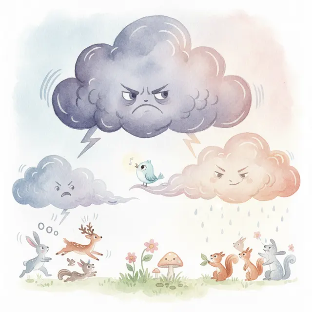 The Grumpy Storm Cloud story for kids illustration