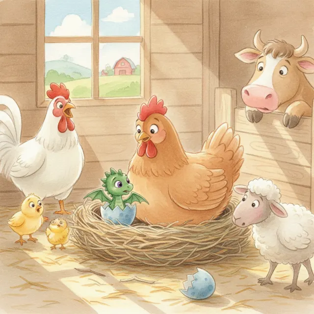 The Hen Who Hatched a Surprise story for kids illustration