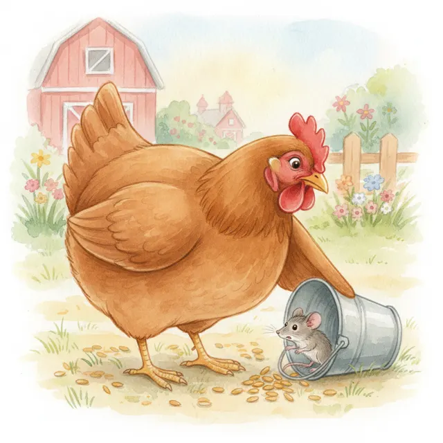 The Hen Who Helped a Mouse story for kids illustration