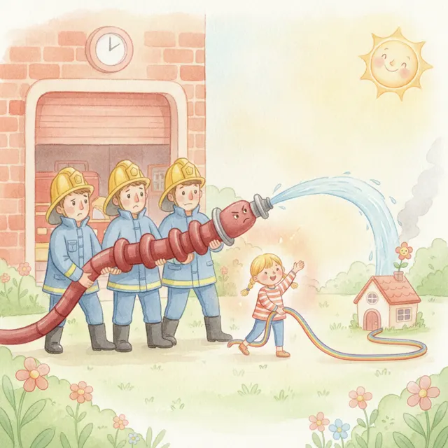 The Hose That Would Not Bend story for kids illustration