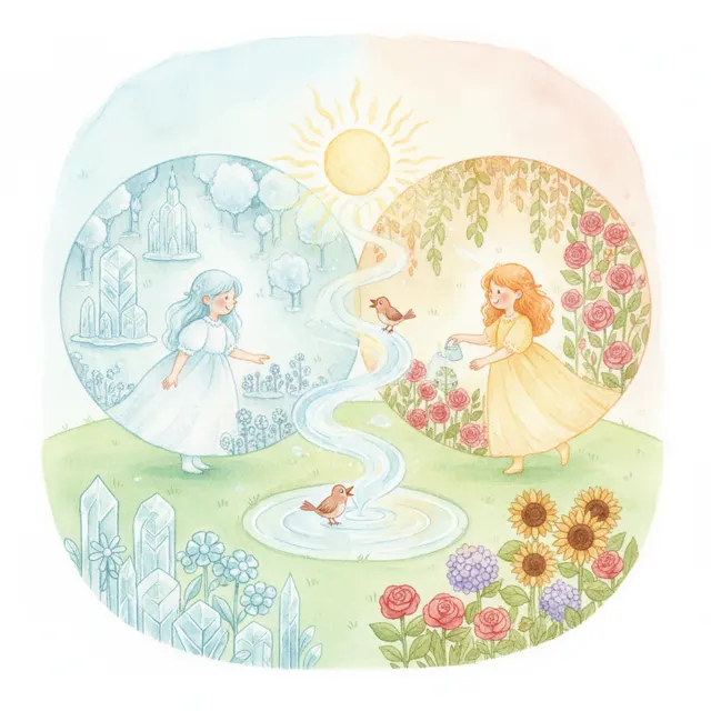 The Ice and the Sun story for kids illustration