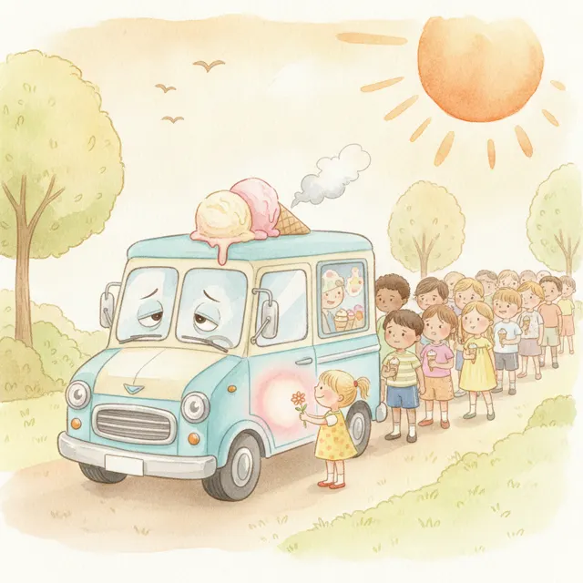 The Ice Cream Truck's Long Day story for kids illustration