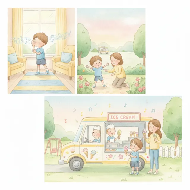 The Ice Cream Truck Song story for kids illustration