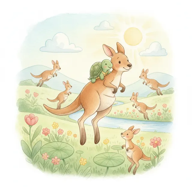 The Kangaroo Who Shared Her Bounce story for kids illustration