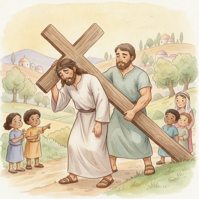 The Kind Man Who Helped Carry story for kids illustration