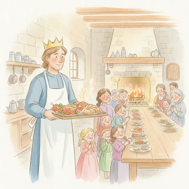 The King Who Served Dinner story for kids illustration