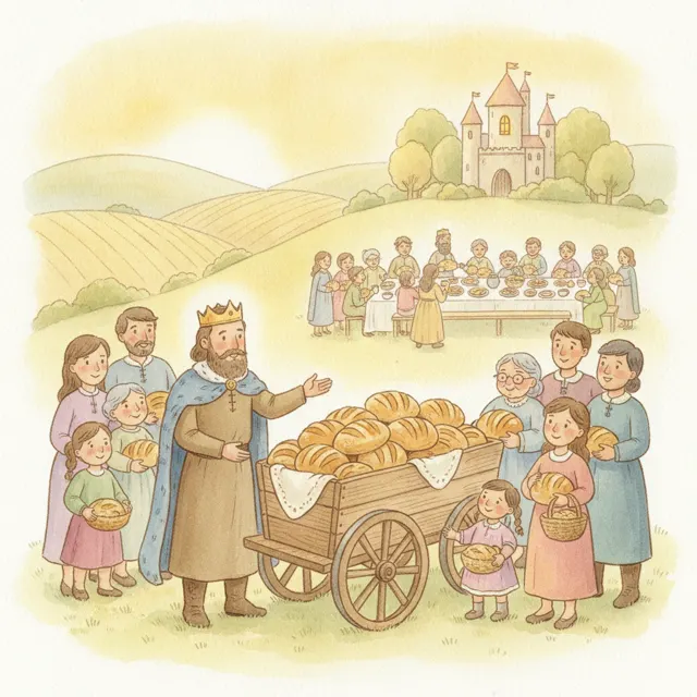The King Who Shared His Bread story for kids illustration