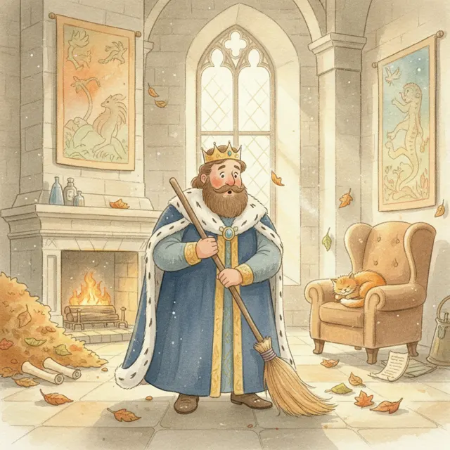 The King Who Swept His Own Steps story for kids illustration