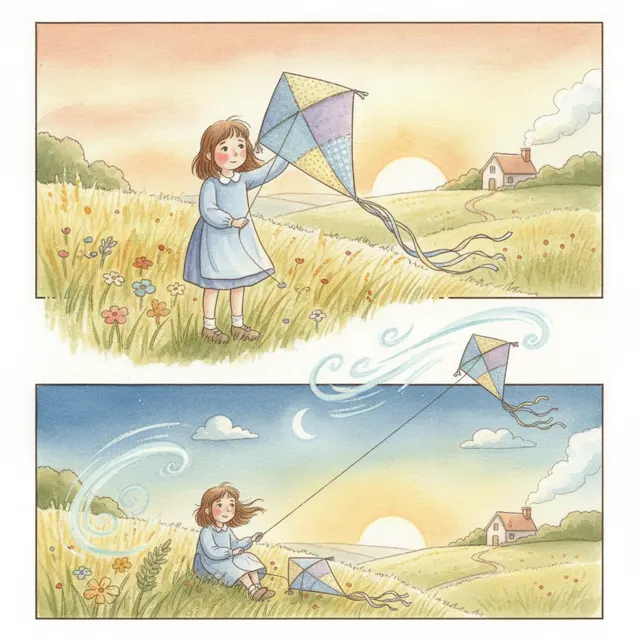 The Kite Without Any Wind story for kids illustration