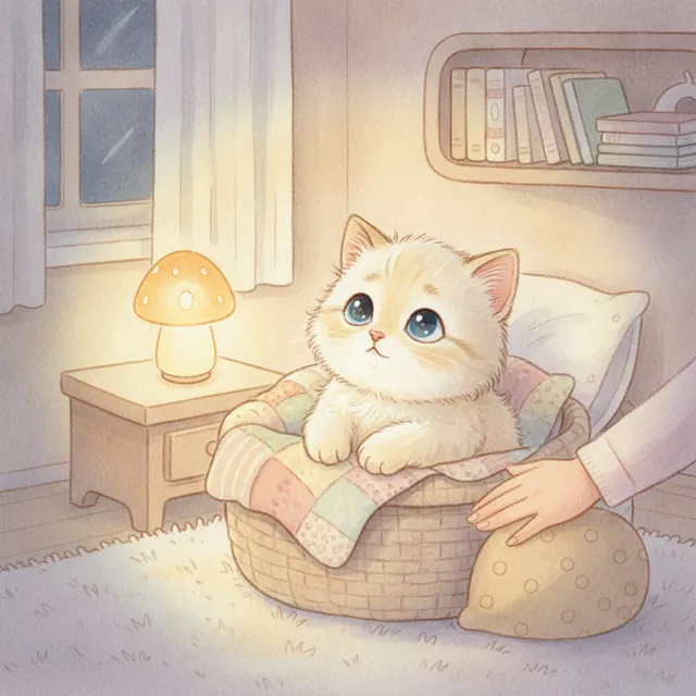 The Kitten and the Dark story for kids illustration