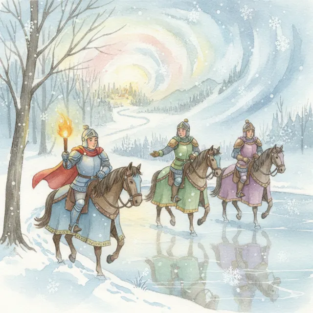 The Knight and the Frozen Lake story for kids illustration