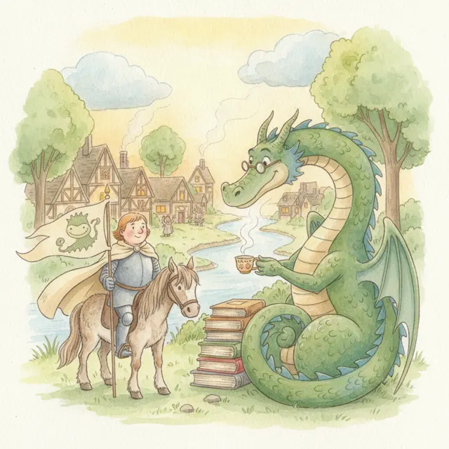 The Knight Who Talked to the Dragon story for kids illustration