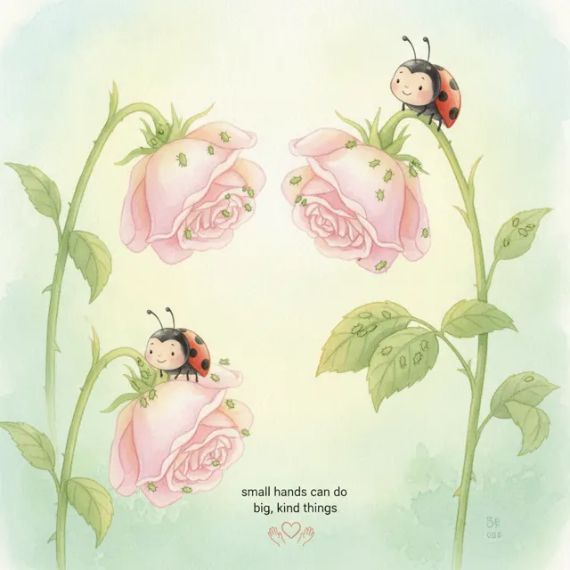 The Ladybug Who Helped the Rose story for kids illustration