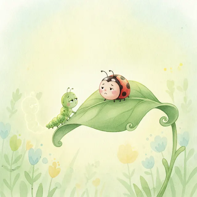 The Ladybug Who Shared Her Leaf story for kids illustration