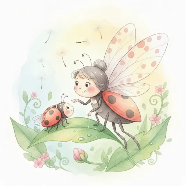 The Ladybug Who Waited for Her Wings story for kids illustration