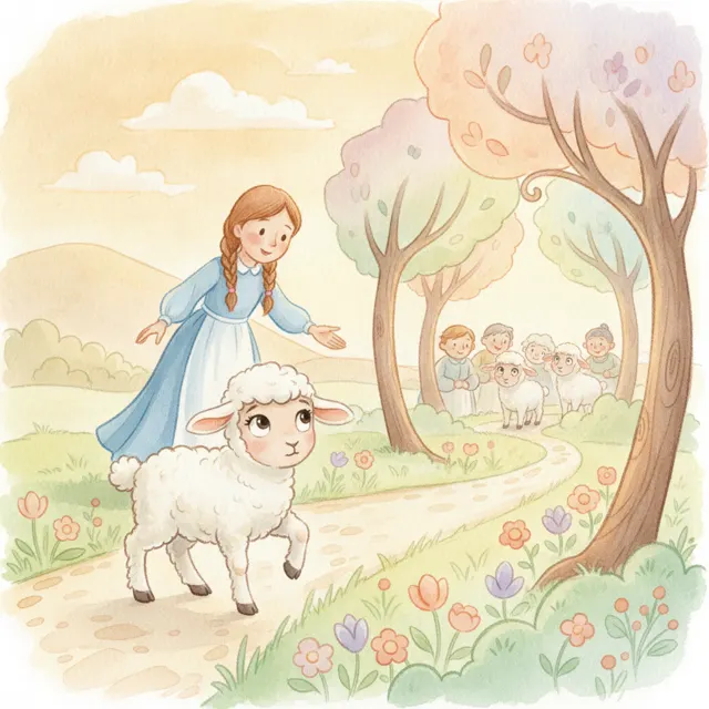 The Lamb Who Walked on Her Own story for kids illustration
