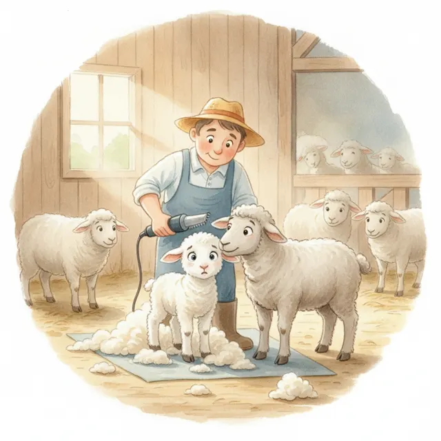 The Lamb Who Was Scared of Shearing story for kids illustration