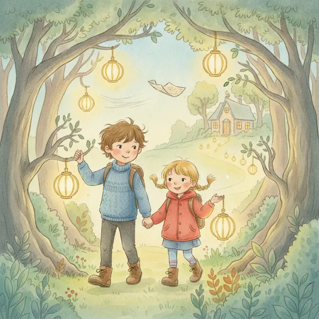 The Lantern Trail story for kids illustration