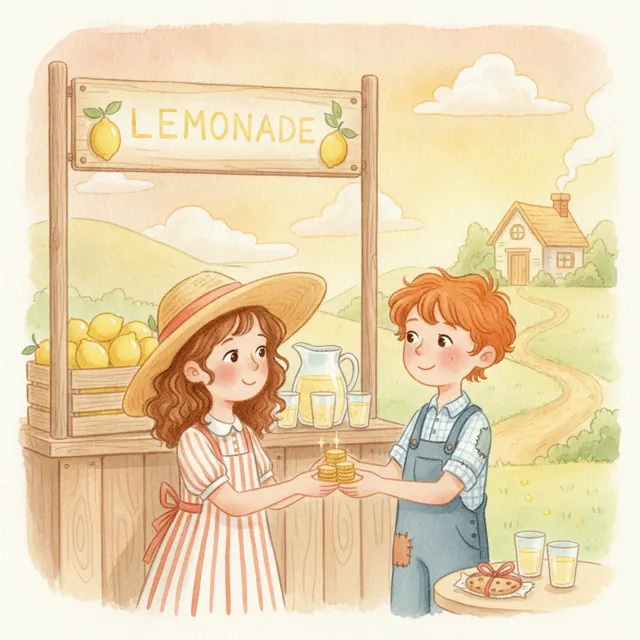 The Lemonade Stand Debt story for kids illustration