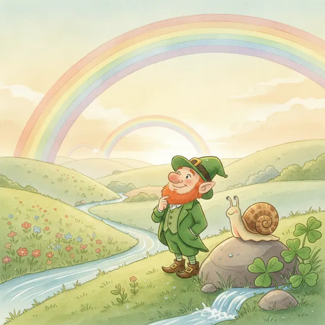 The Leprechaun and the Long Rainbow story for kids illustration