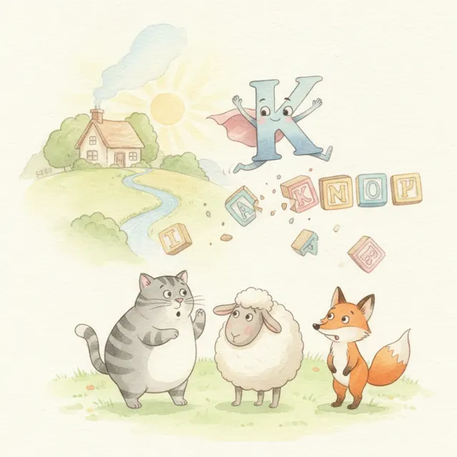 The Letter K Cannot Sit Still story for kids illustration