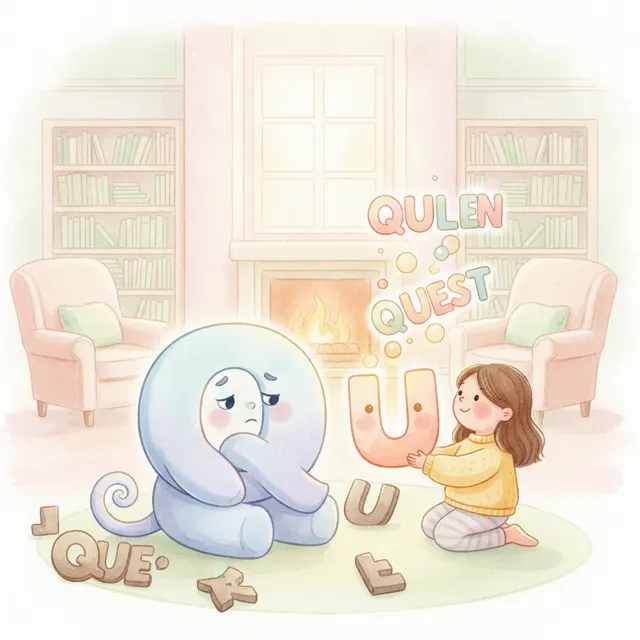 The Letter Q Finds Its Friend U story for kids illustration