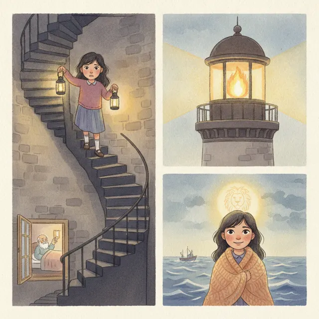 The Lighthouse Keeper's Daughter story for kids illustration
