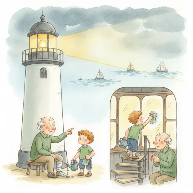The Lighthouse Keeper's Little Helper story for kids illustration