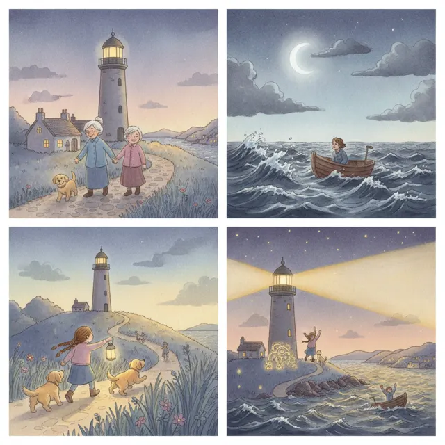 The Lighthouse on the Hill story for kids illustration