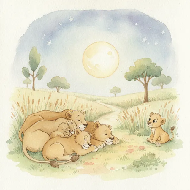 The Lion Who Couldn't Sleep story for kids illustration