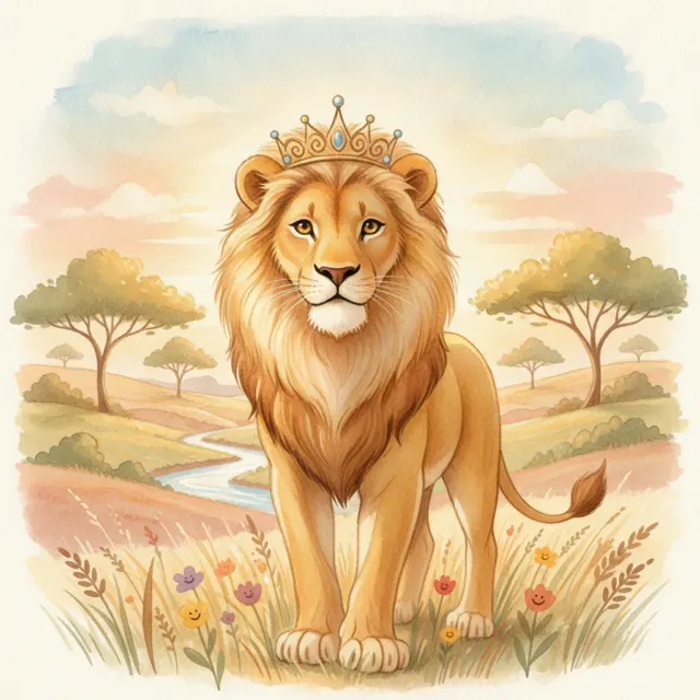 The Lion Who Lost Her Crown story for kids illustration