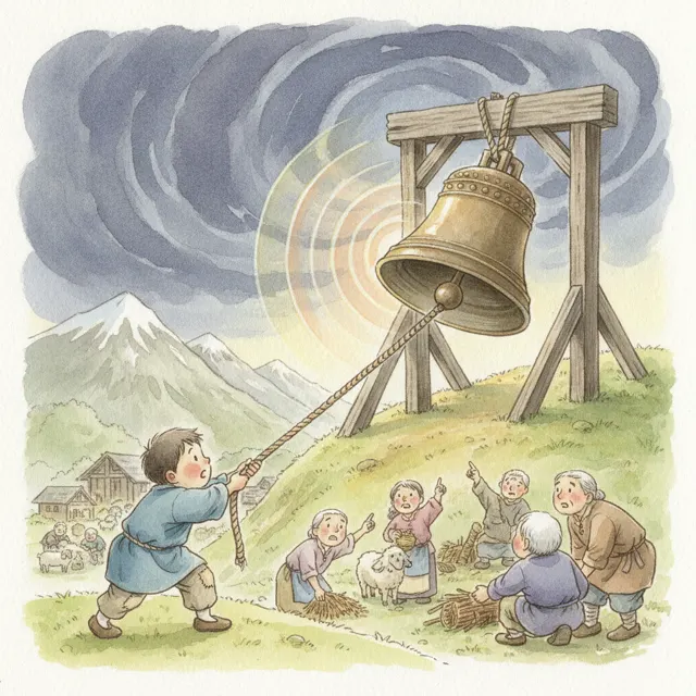 The Little Bell Rings for Everyone story for kids illustration