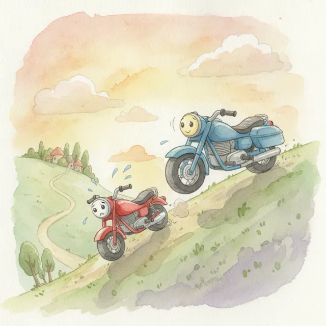 The Little Bike's First Big Hill story for kids illustration