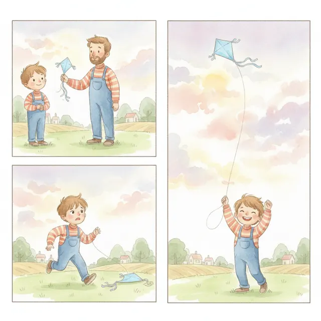 The Little Blue Kite story for kids illustration