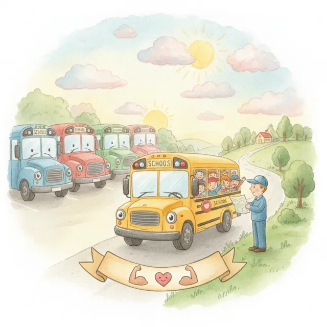 The Little Bus's Big Job story for kids illustration