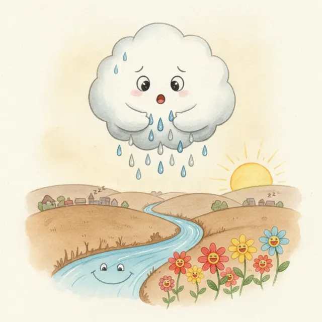 The Little Cloud Who Held On Too Long story for kids illustration