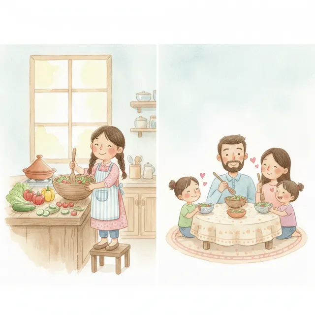 The Little Cook's First Iftar story for kids illustration