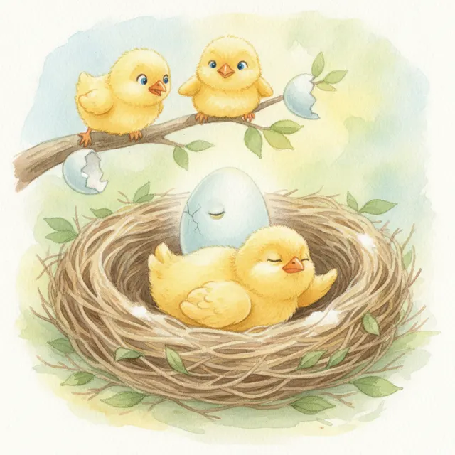 The Little Egg Who Took His Time story for kids illustration