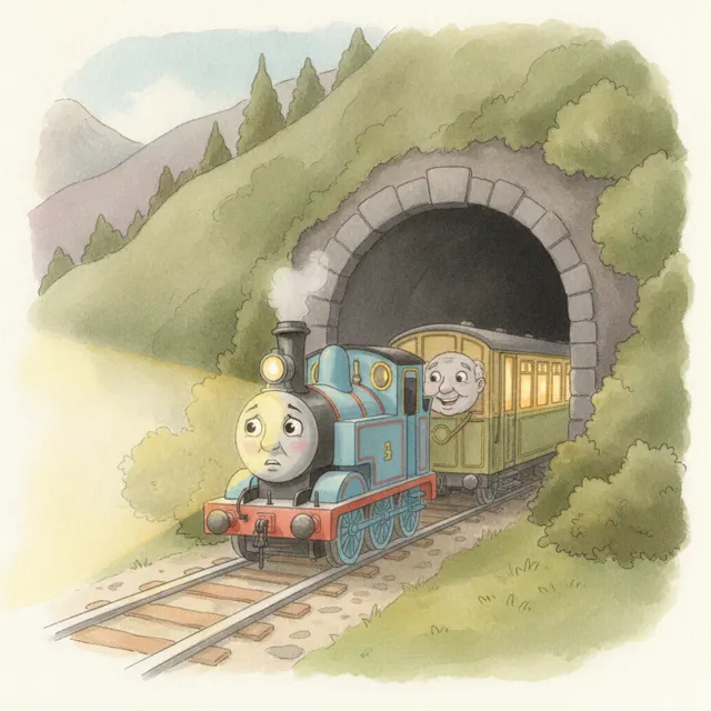 The Little Engine Who Was Afraid of the Tunnel story for kids illustration
