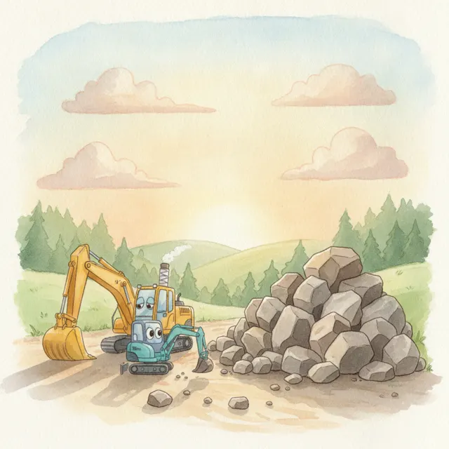 The Little Excavator's Big Job story for kids illustration
