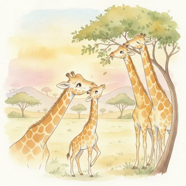 The Little Giraffe Who Couldn't Reach story for kids illustration