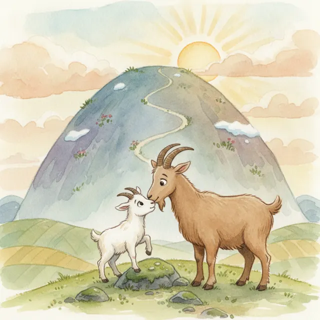 The Little Goat Who Climbed the Big Hill story for kids illustration