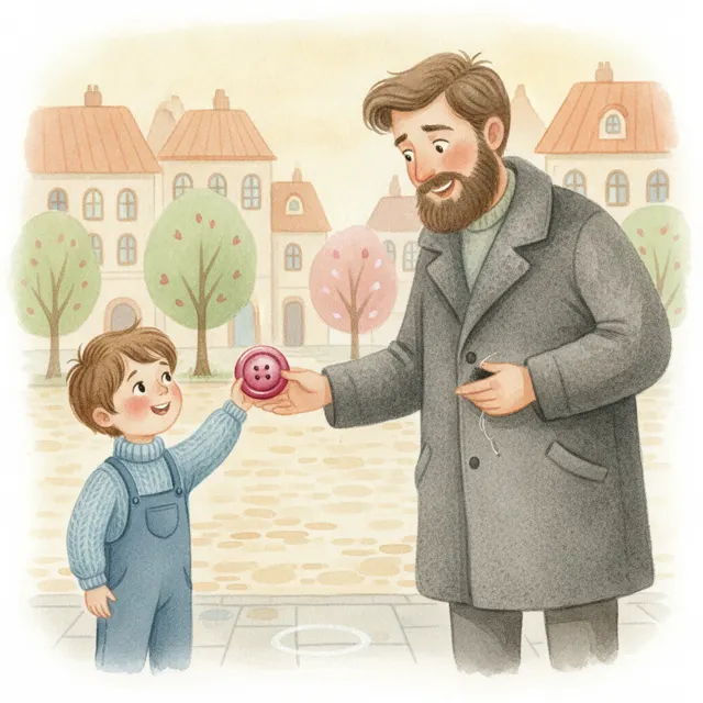 The Little Lost Button story for kids illustration